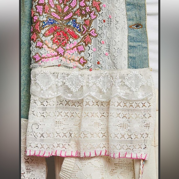 PS94–(🚨PRE ORDER 6/19) POL Embellished Floral Denim Jacket with Lace - Picture 4 of 4